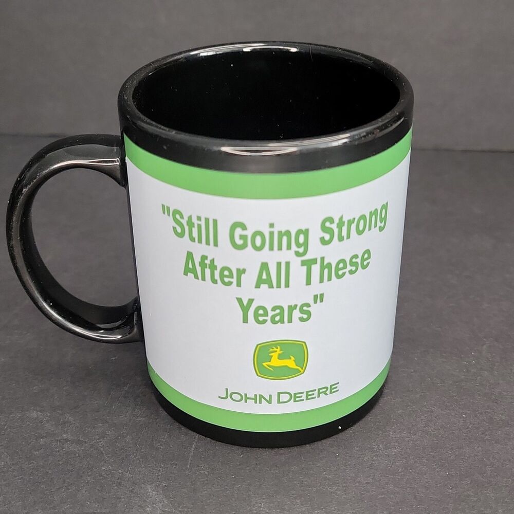 Vintage Enesco John Deere Coffee Mug Cup Still Going Strong Black Ceramic